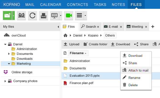 File sharing in WebApp