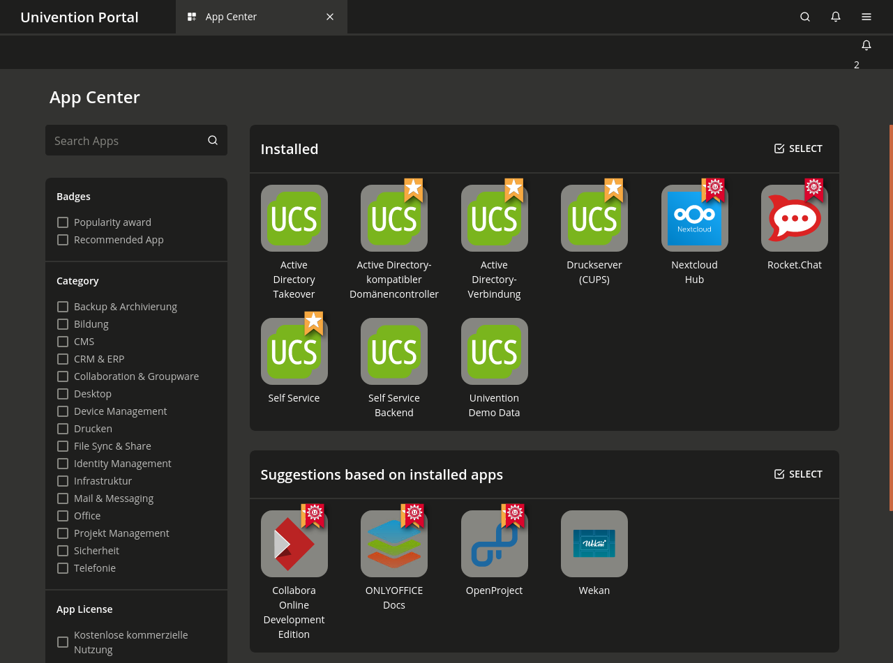 UCS 5 App Center screenshot